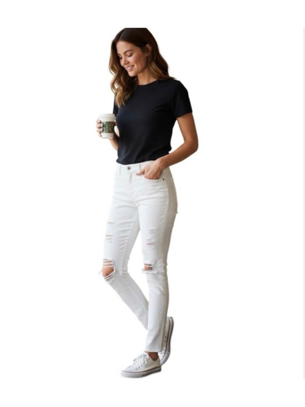 Frame Denim NWT Le Skinny de Jeanne raw hem distressed white jeans waist 31